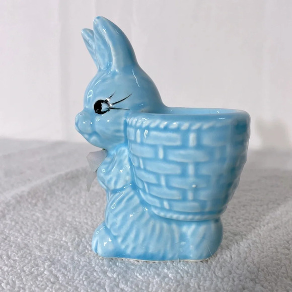 Vintage Blue Bunny Rabbit Egg Cup Holder 1950’s Anthropomorphic - Picture 7 of 11
